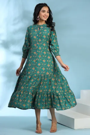 Teal Slumber Silk MIDI Dress