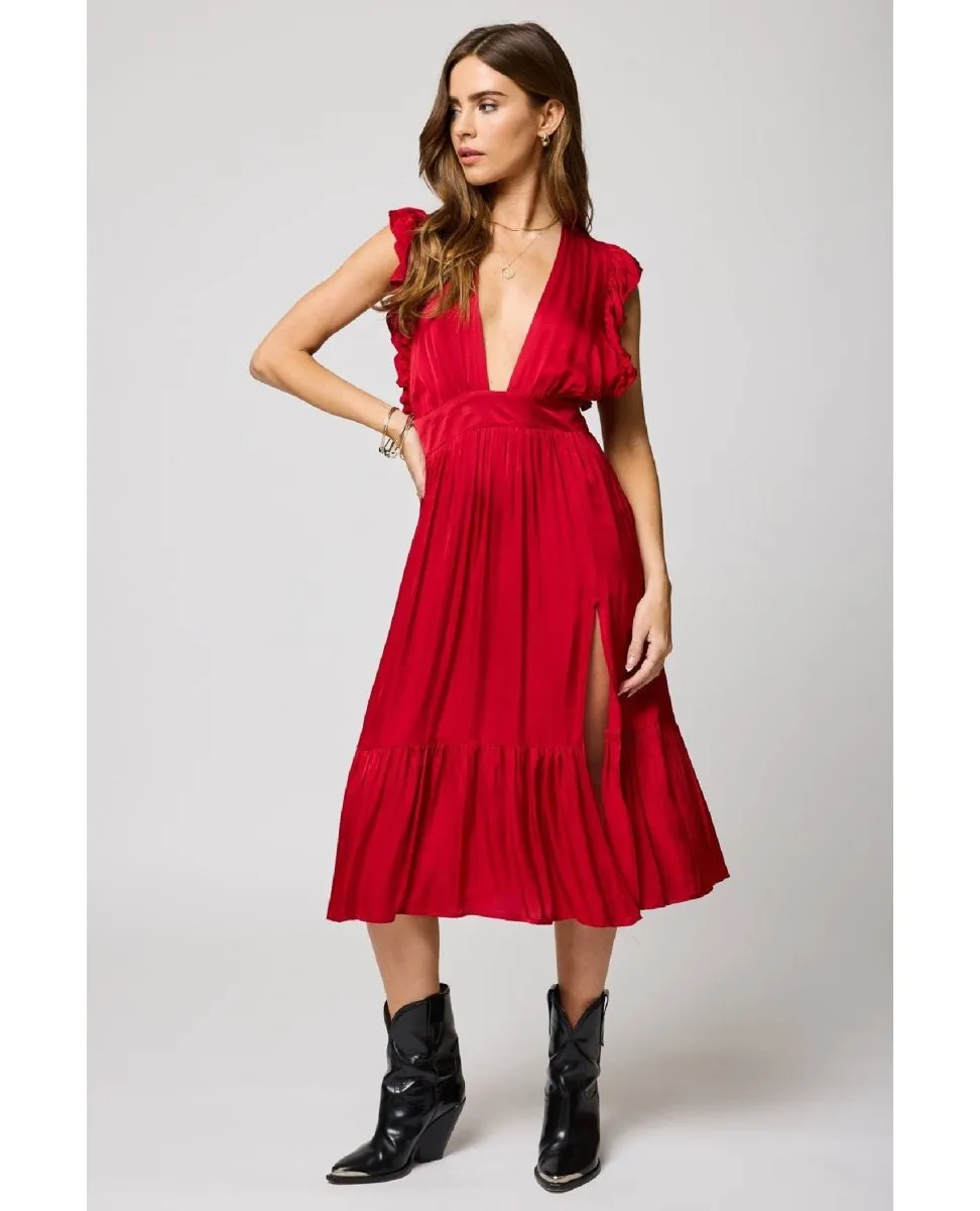 The Jessie Midi Dress Red