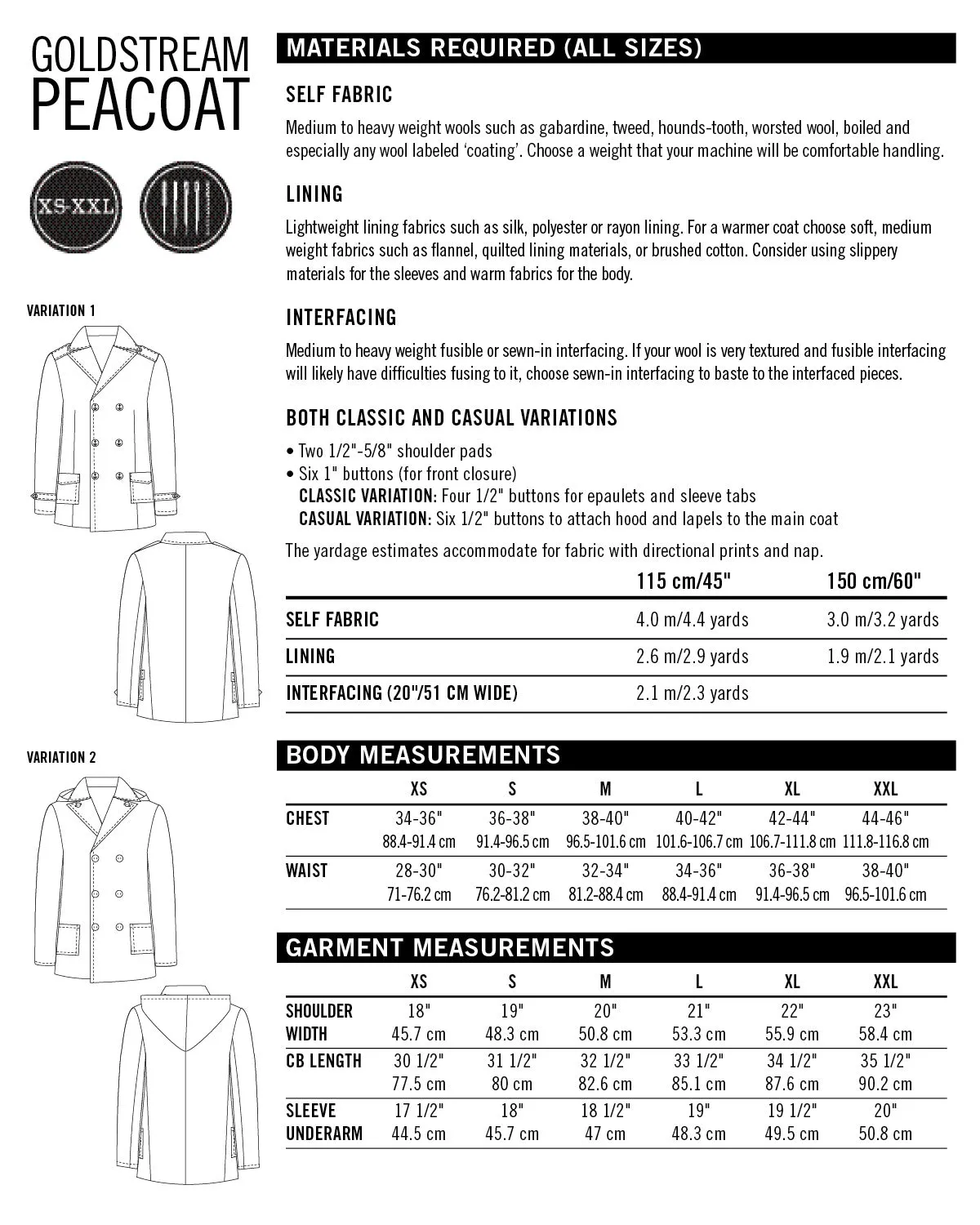 Thread Theory Men's Goldstream Peacoat PDF Pattern