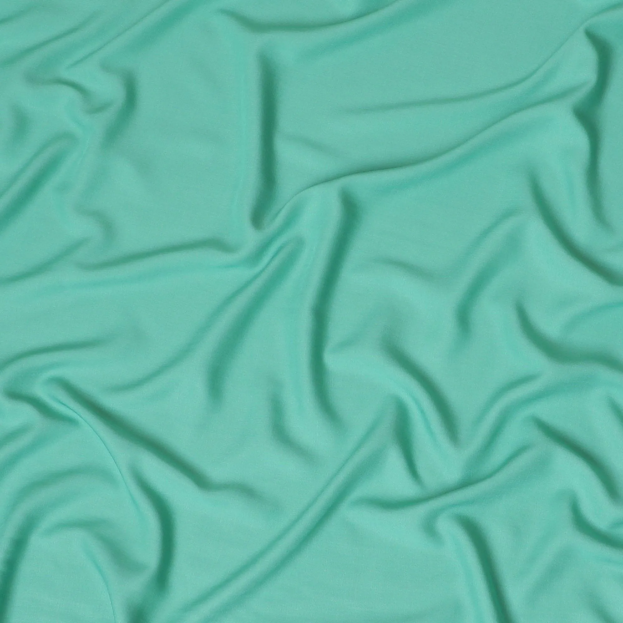 Turquoise green plain pure Italian viscose crepe fabric-D7894
