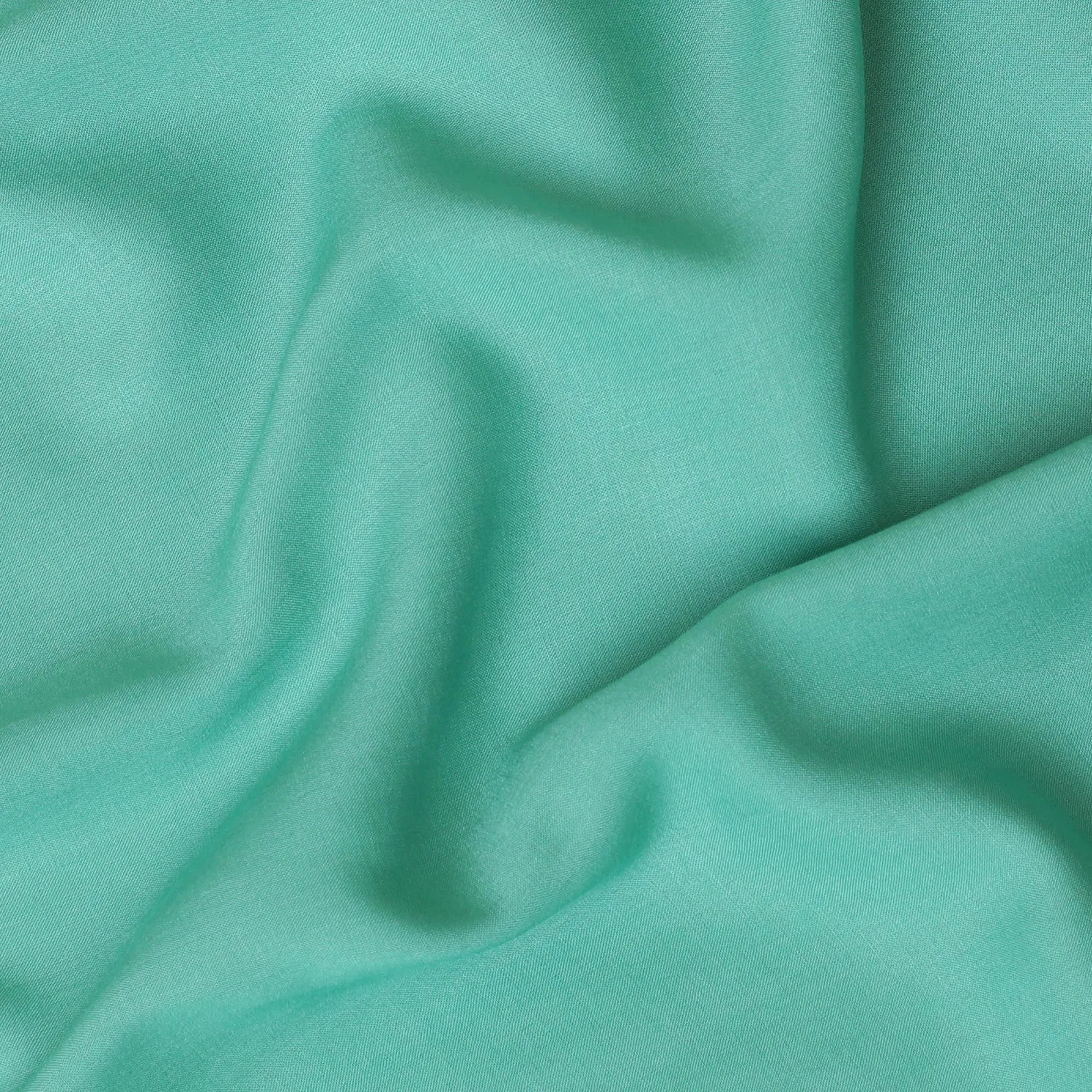 Turquoise green plain pure Italian viscose crepe fabric-D7894