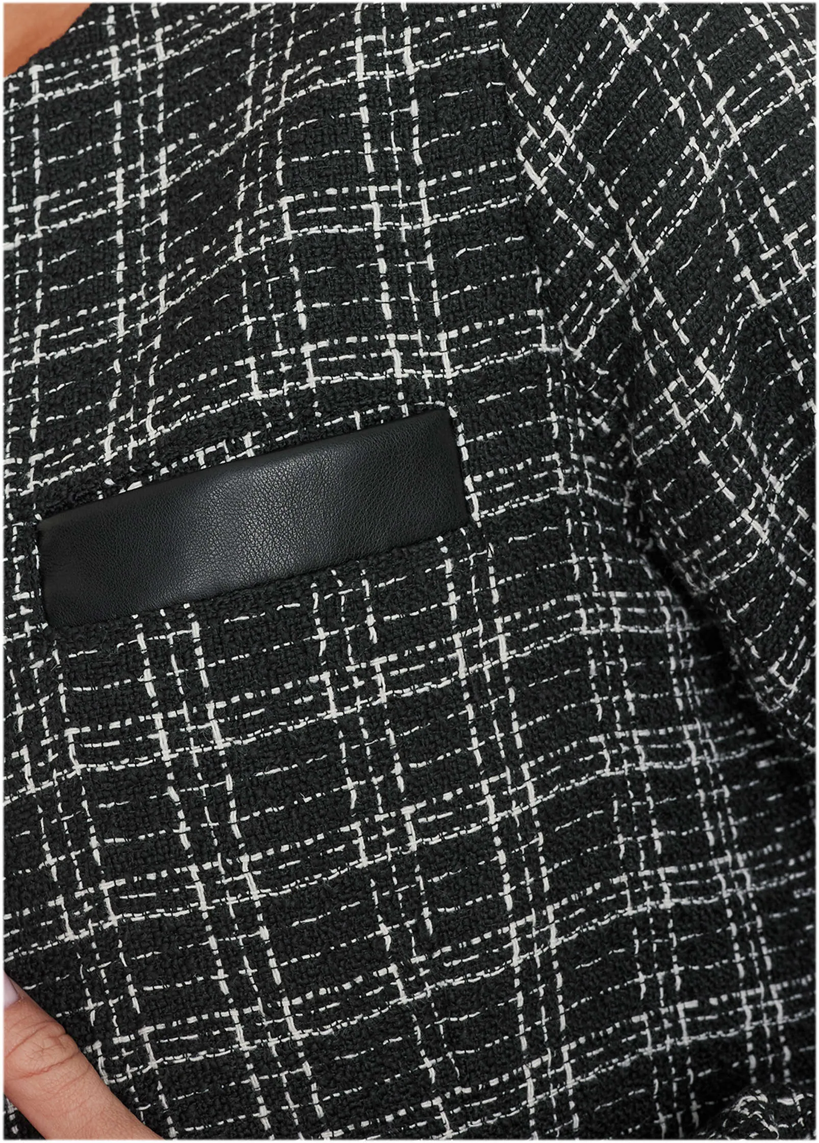 Tweed And Faux-Leather Coat - Black & White