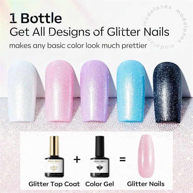 Ultra Fine White Aurora Clear Glitter Top Coat Gel 10ml