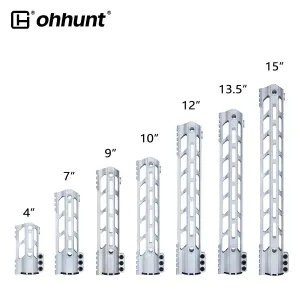 Unbranded AR-15 Ultra Light Raw M-lok Rail Handguard Silver Color 4" 7" 9" 10" 12" 13.5" 15"