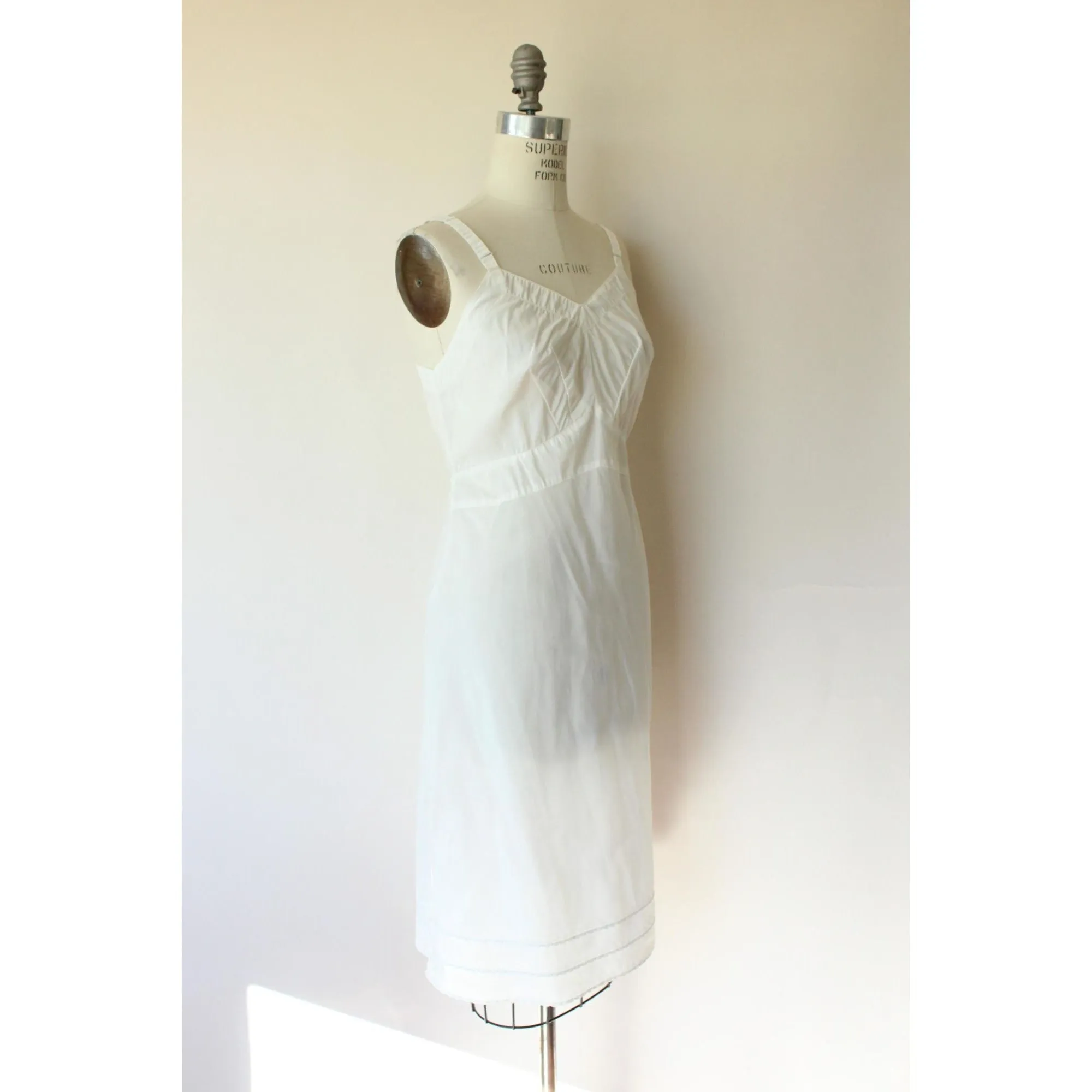 Vintage 1950s Slip, Wear Pruf by Blou Slip, White Taffeta