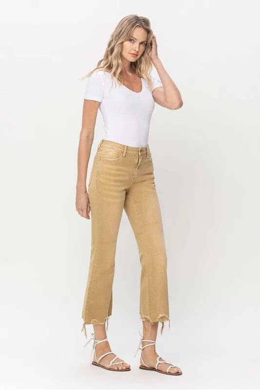 Vintage High Rise Raw Flare Hem Detail Jeans