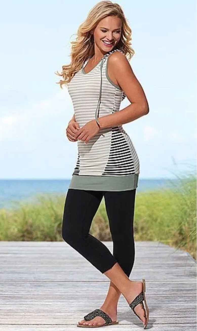 Womens Black Capri Leggings, Soft Yoga Pants, Sizes OS/TC, Yoga Waist, Exclusive Leggings