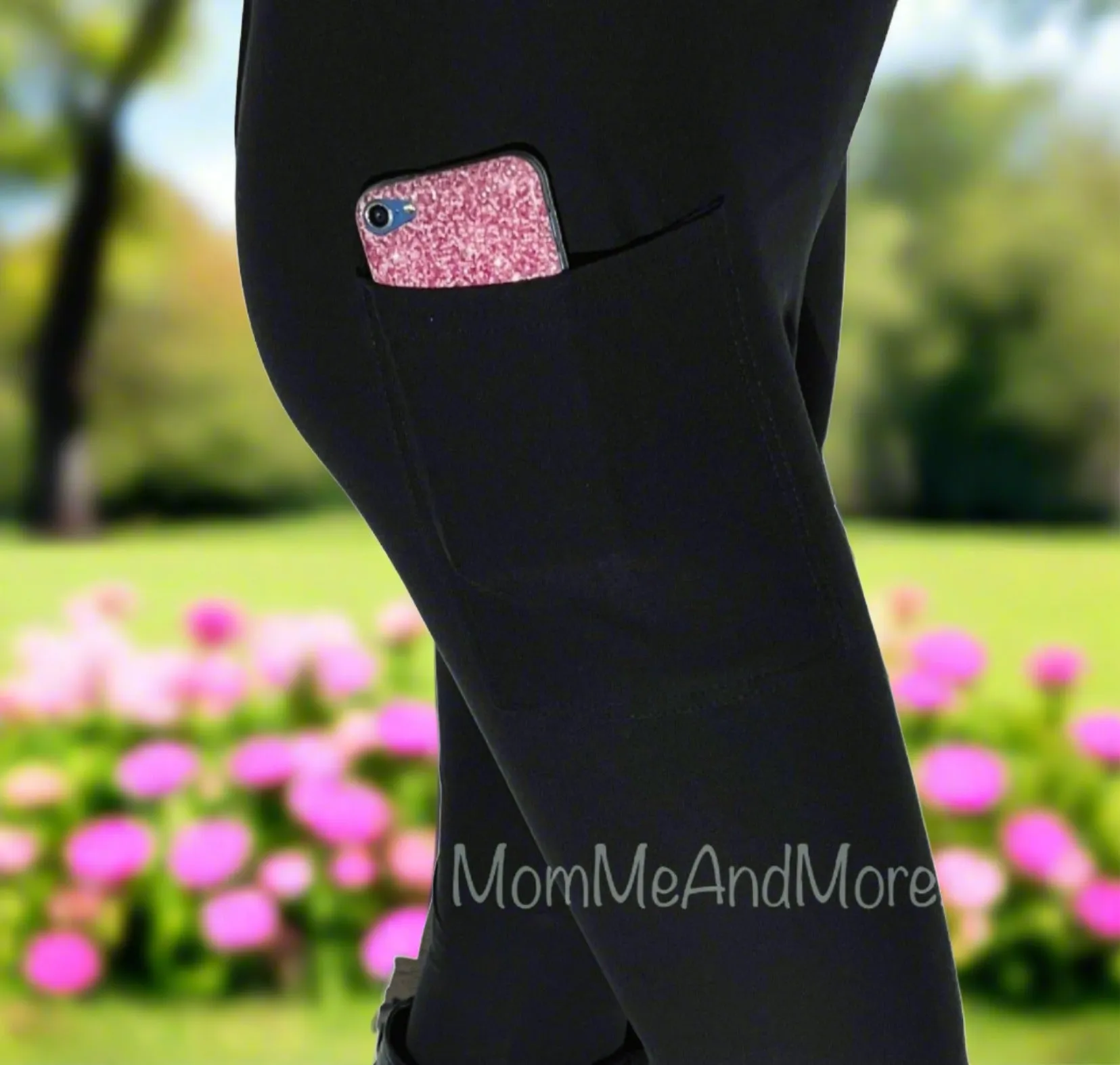 Womens Black Pocket Leggings, Soft Yoga Pants, Sizes OS/TC, Yoga Waist, Exclusive Leggings