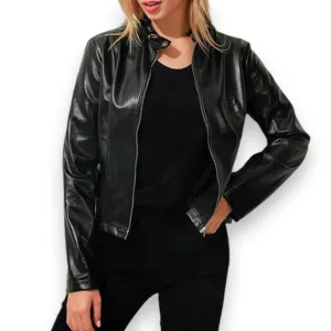 Women's Black Tailored Zip Up Biker Jacket