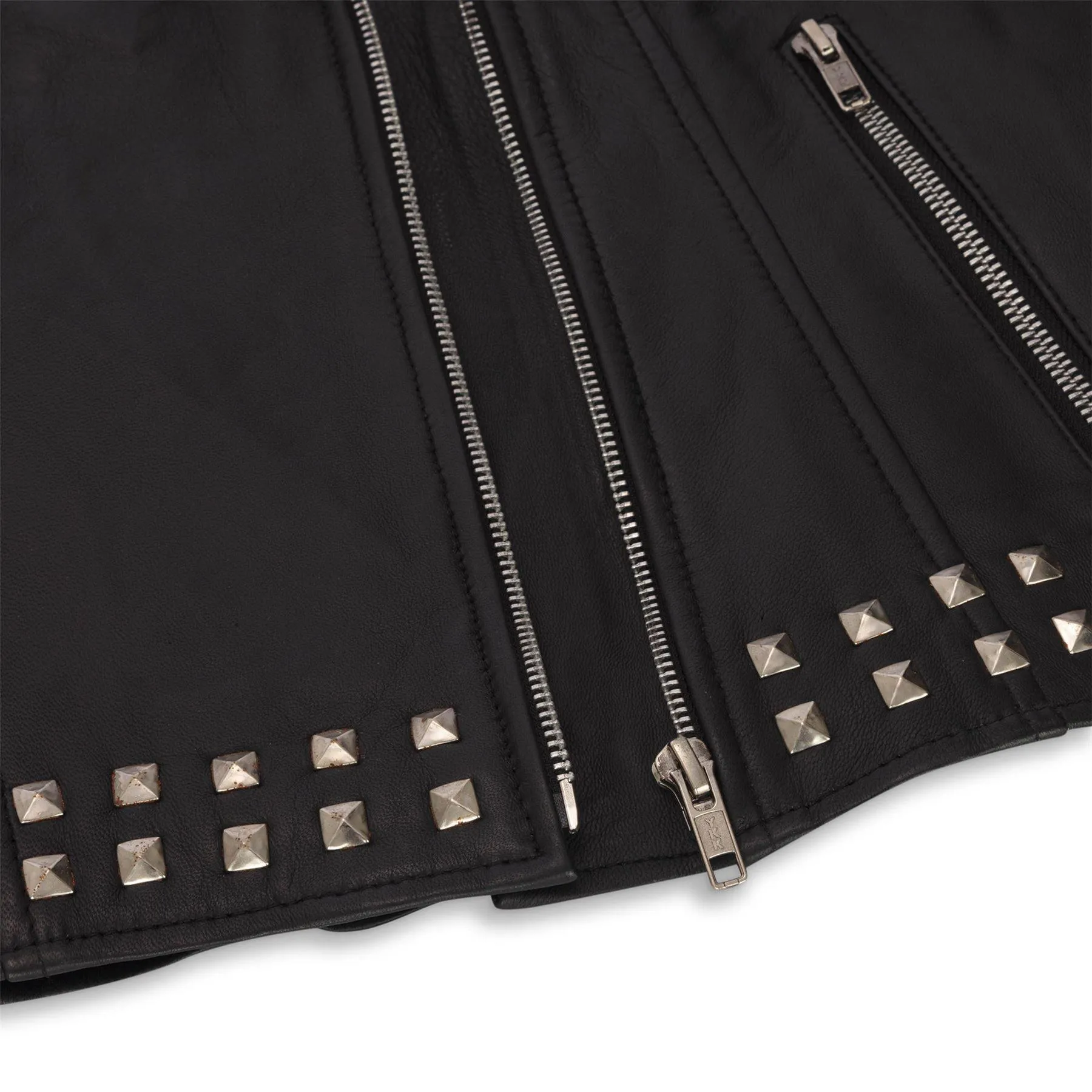 Women's Leather Jacket Cross Zip Studded Moto Brando Biker Coat