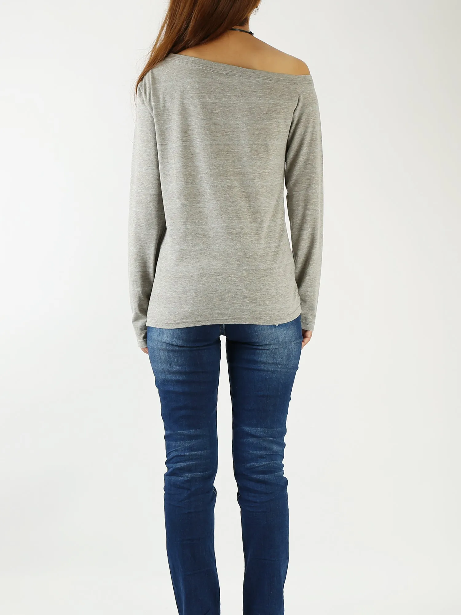 Women's long sleeve shirt/off shoulder top/Cotton t-shirt/casual top/customized t-shirt/long sleeve tops(Y1009)