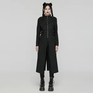 Women's Punk Stand Collar Chain Pin Coat