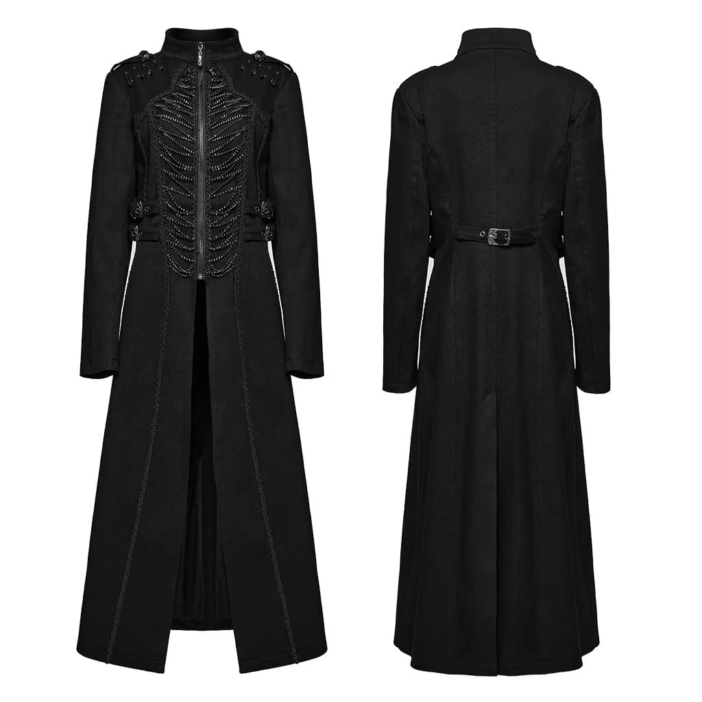 Women's Punk Stand Collar Chain Pin Coat