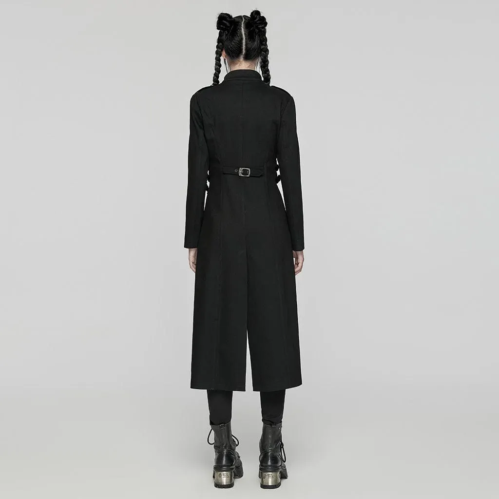 Women's Punk Stand Collar Chain Pin Coat