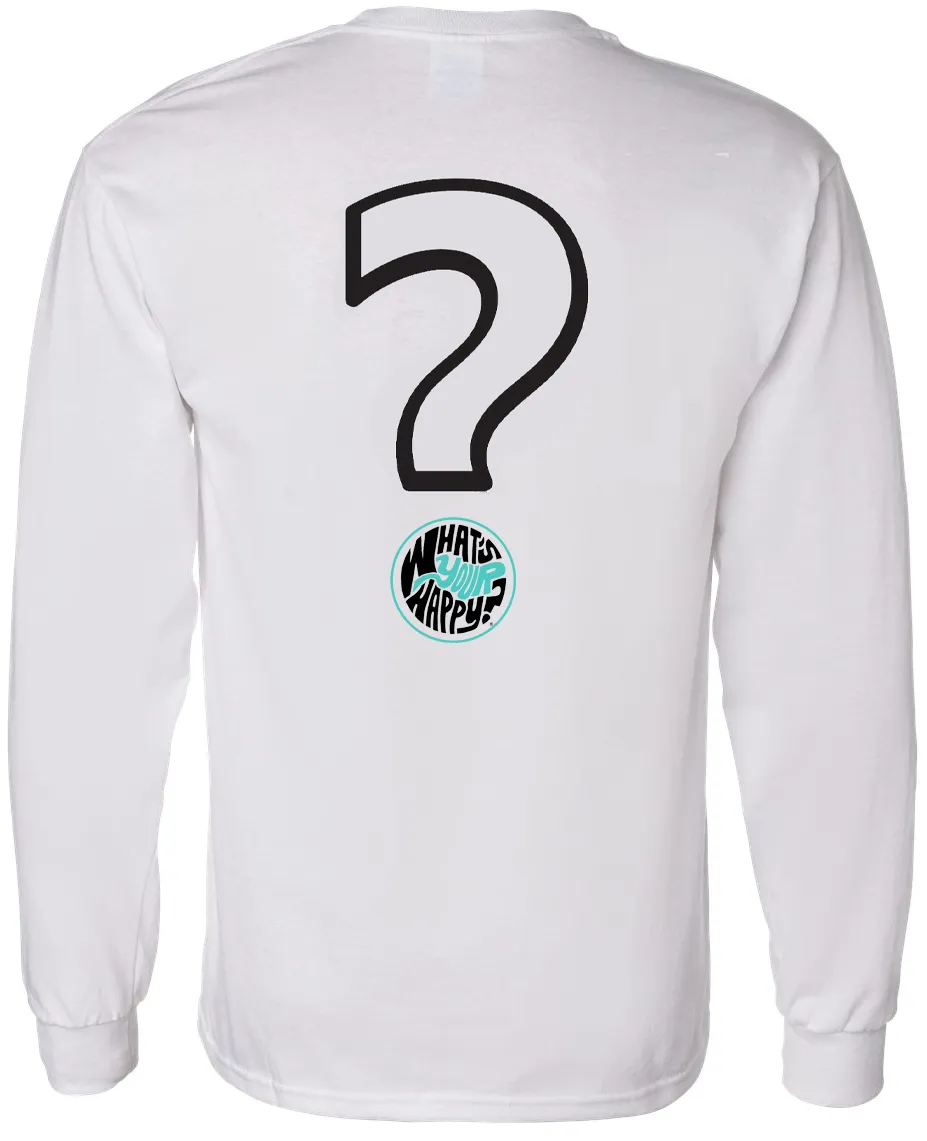 WYH? White Long-sleeve front/back/sleeve Printed Tee