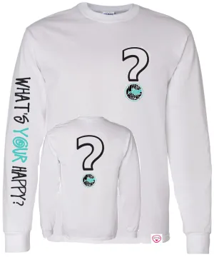 WYH? White Long-sleeve front/back/sleeve Printed Tee