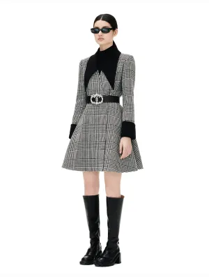 YES BY YESIR autumn winter houndtooth waist wool cashmere coat - Ambii