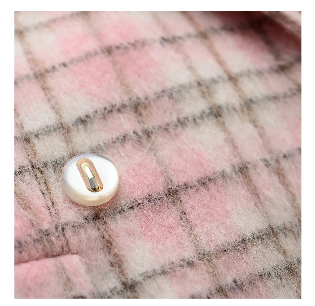 YES BY YESIR autumn winter pink women's checkered wool short coat - Abamo