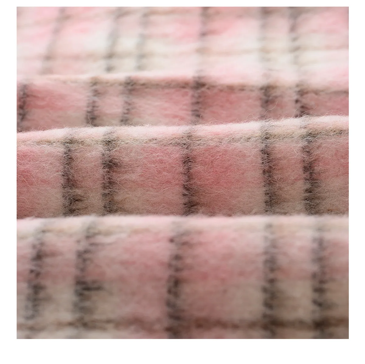 YES BY YESIR autumn winter pink women's checkered wool short coat - Abamo