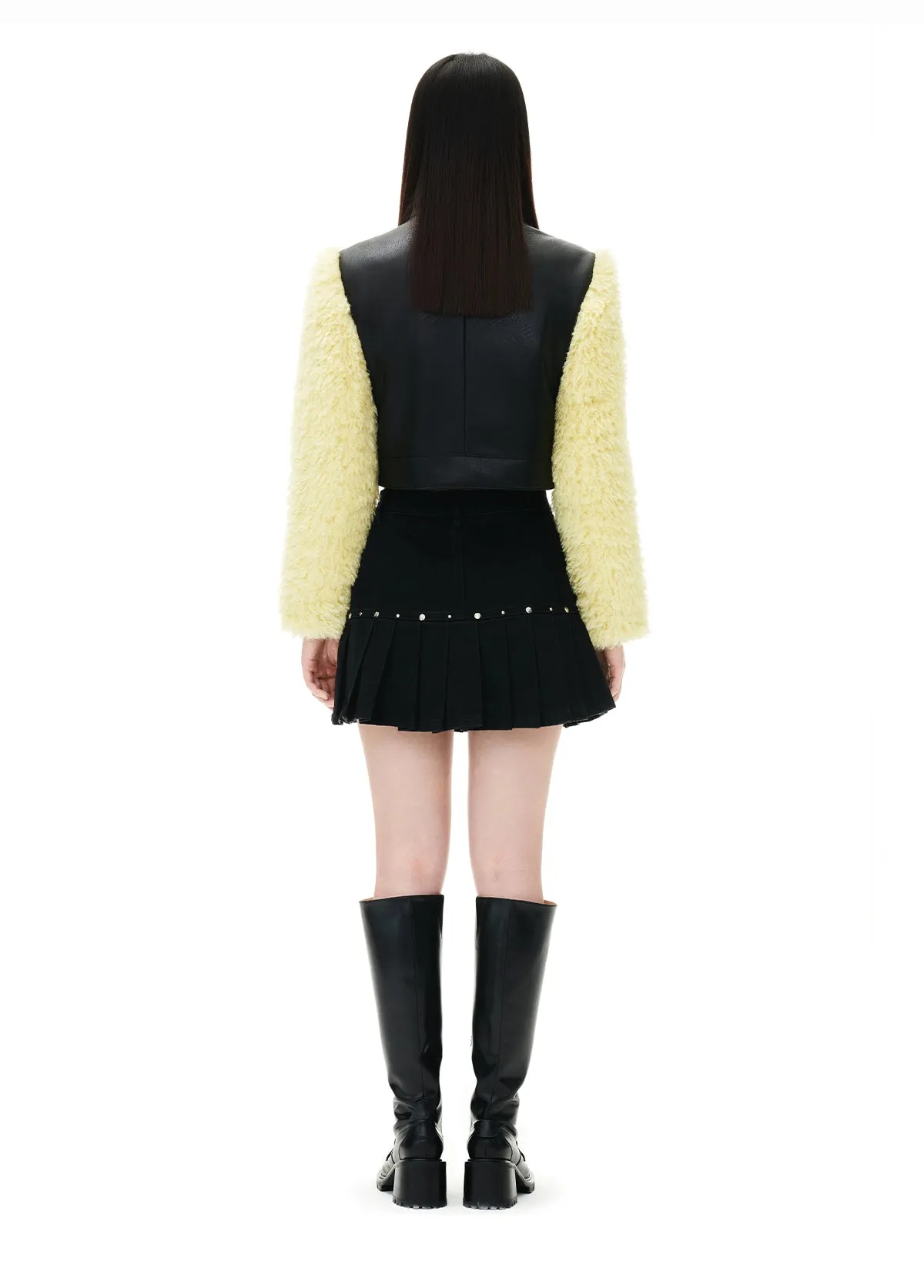 YES BY YESIR autumn winter women's butter black cotton jacket coat-Inaa