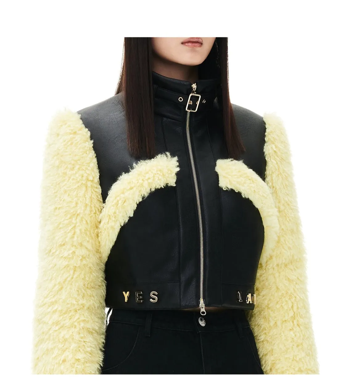YES BY YESIR autumn winter women's butter black cotton jacket coat-Inaa
