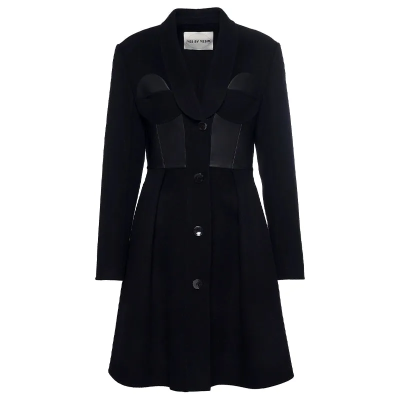 YES BY YESIR black mask cocktail coat dress - guarded